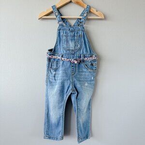 Zara distressed overalls 6-9m baby girl medium wash jeans
